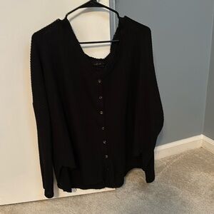 Button Front Waffle Knit Sweater